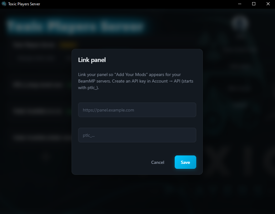 Enter URL and API key